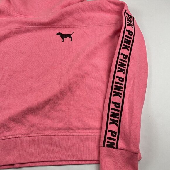 Victoria Secret Cowl Neck Sweatshirt  Women’s L Cropped Pink Pull Over Dog Logo - Picture 9 of 10